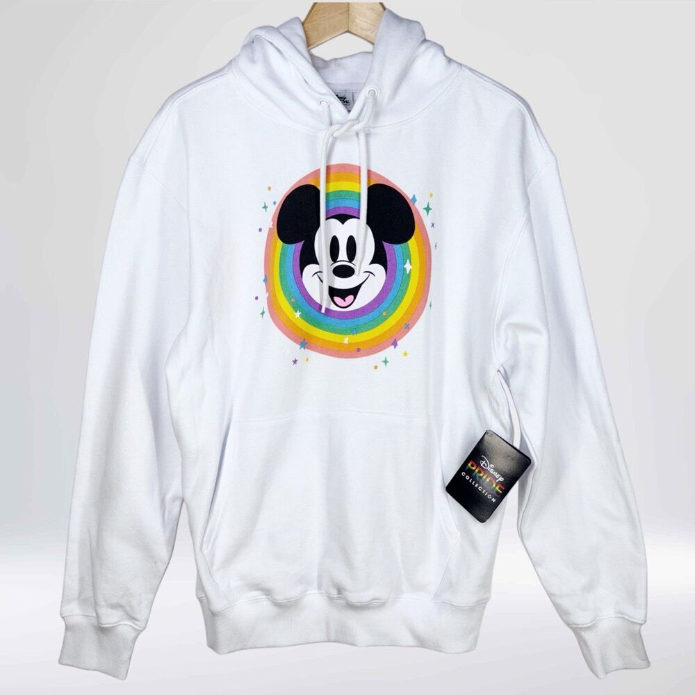 Disney Pride Collection Sweatshirt Adult Large White Hooded Pullover Mickey NWT
